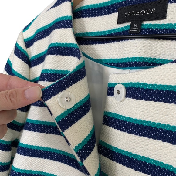 Talbots Cream Stripe Fringe Blazer - Picture 5 of 12